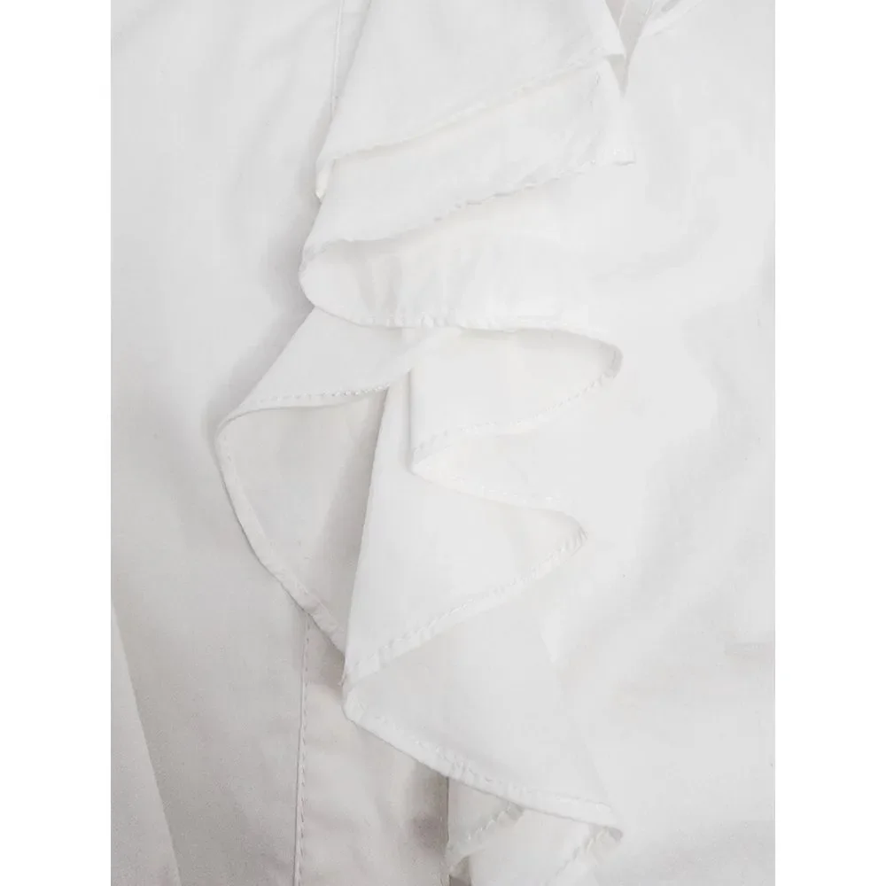Tory Burch Button‎ Down Blouse Women's 6 Ruffle Office Top White